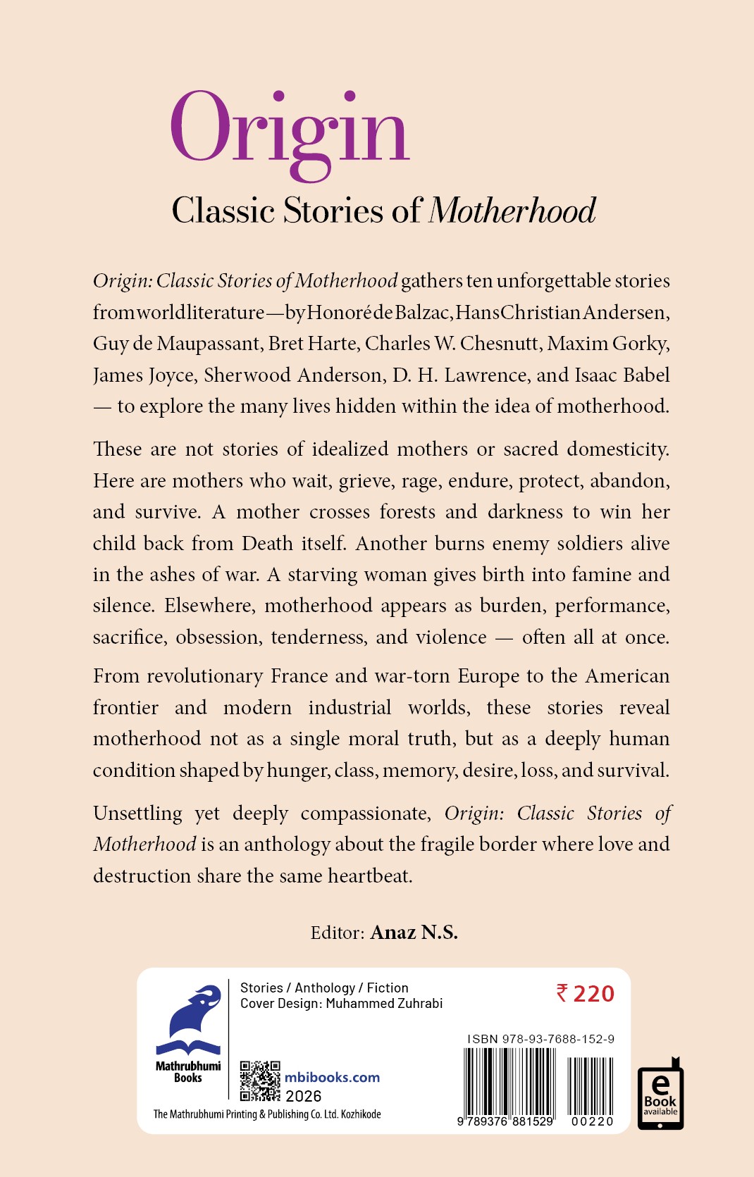 Origin Stories of Motherhood Cover - Back Book_ORIGIN: CLASSIC STORIES OF MOTHERHOOD